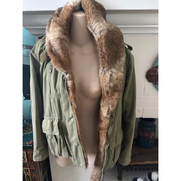 VINTAGE JAPANESE ARMY UTILITY JACKET FUR & SHEARLING LINED, HOODED S - Picture 1 of 12